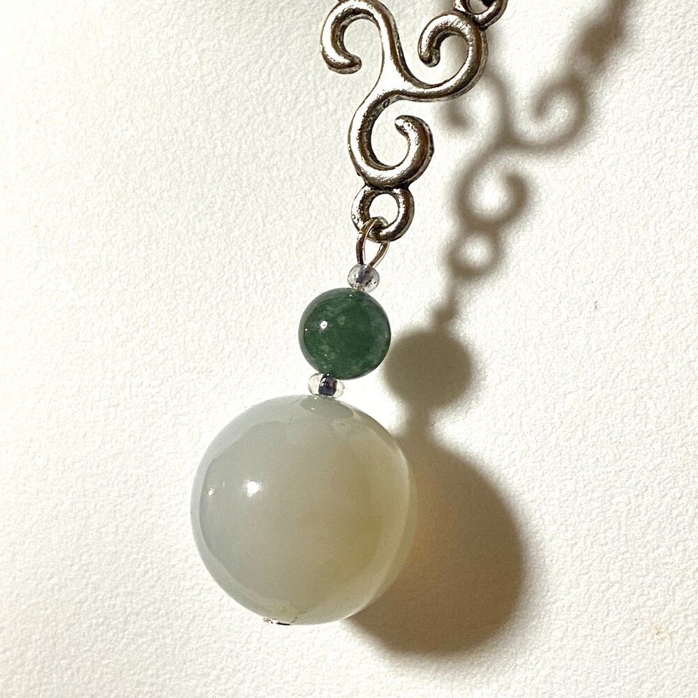 2/$20, Genuine Blue Green Chalcedony, Natural Gemstone Adjustable Cord Necklace